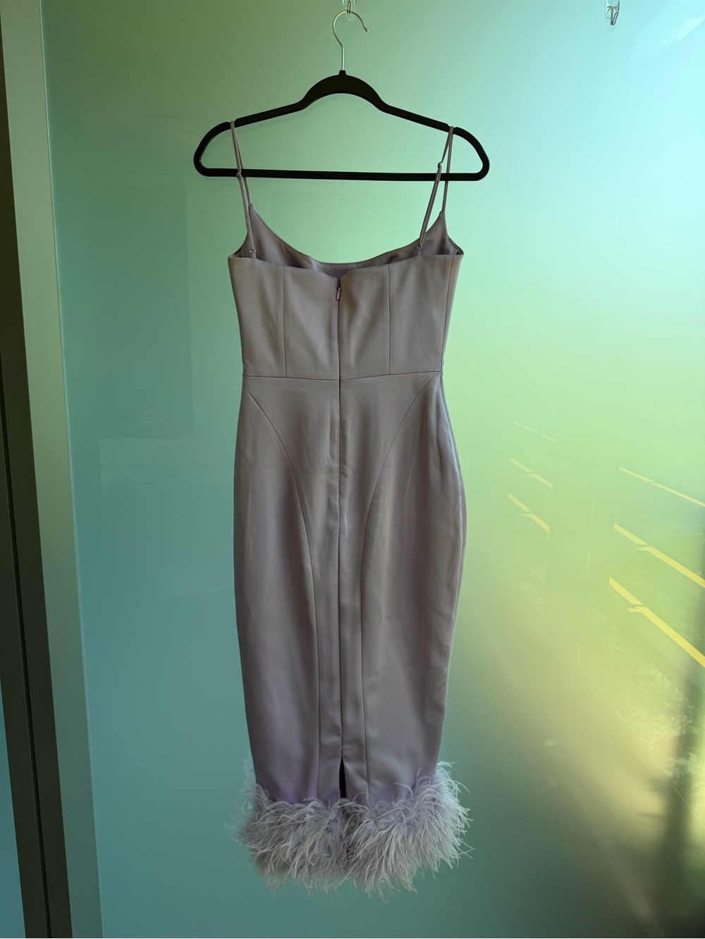 House of CB Helena Orchid Satin Feather Dress - Picture 4 of 8